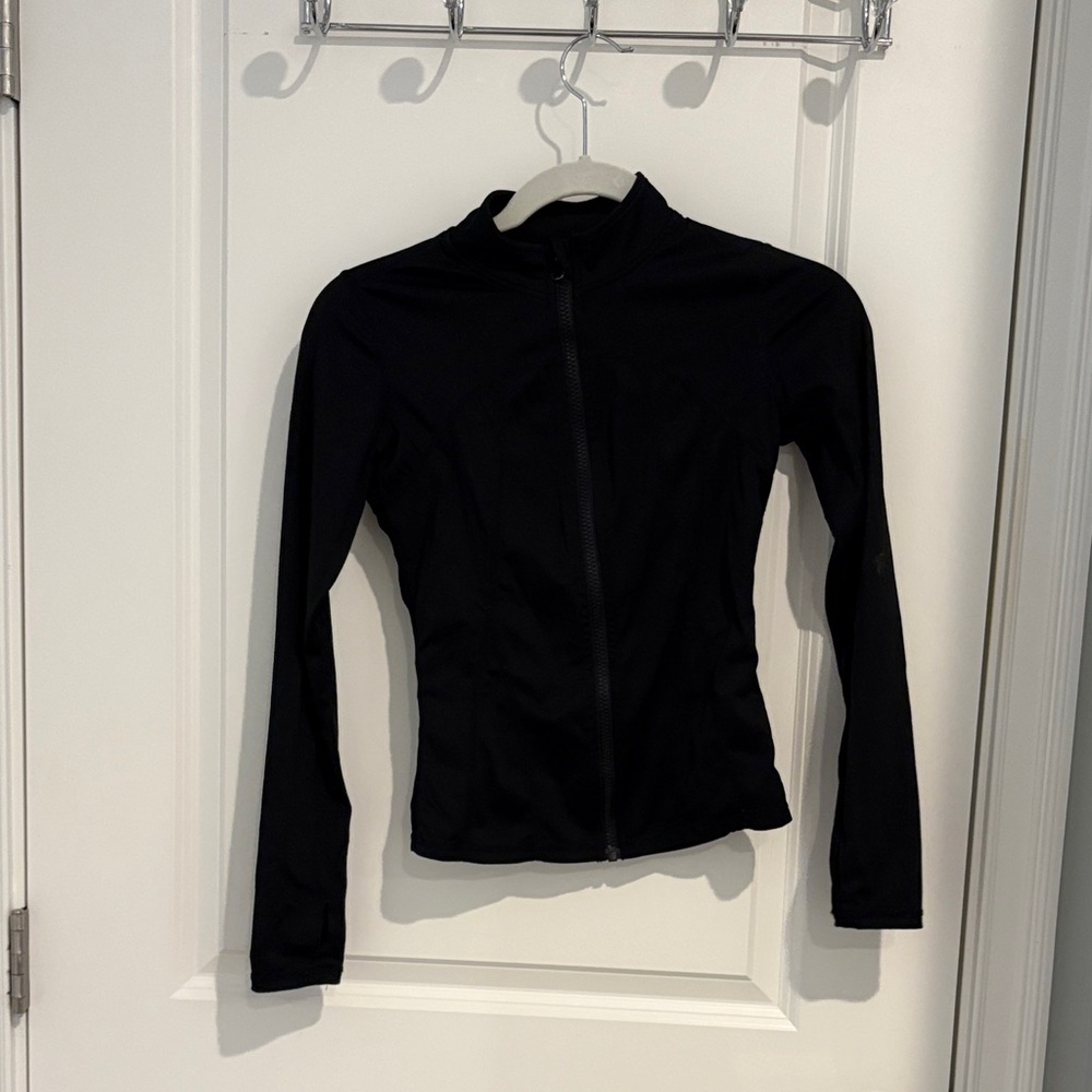 Black Long Sleeve Zip-Up Women's Top